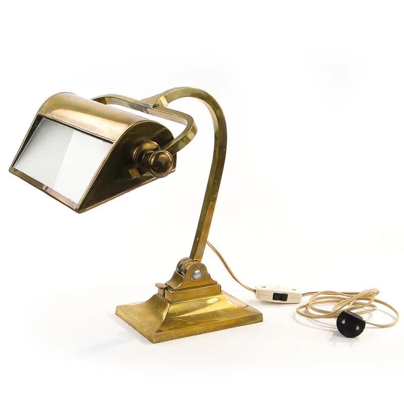 Desk Lamp Art Nouveau, golden, brass, Poland, early 20th c. - 10130