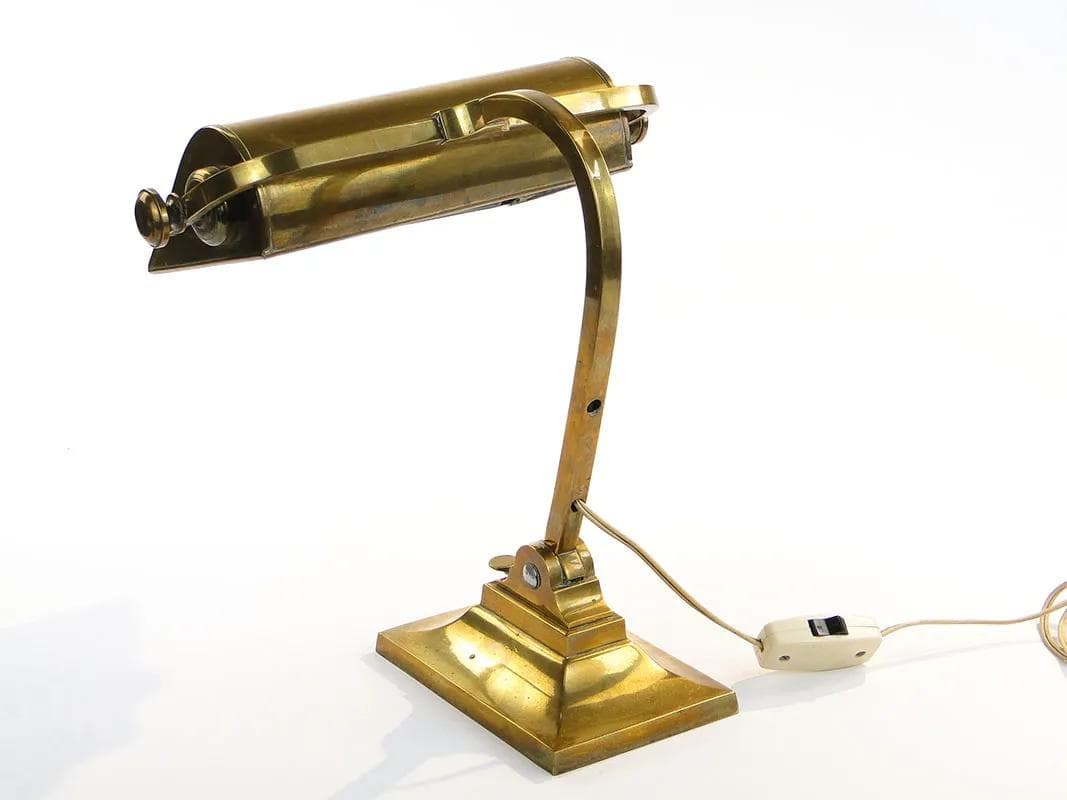 Desk Lamp Art Nouveau, golden, brass, Poland, early 20th c. - 10134