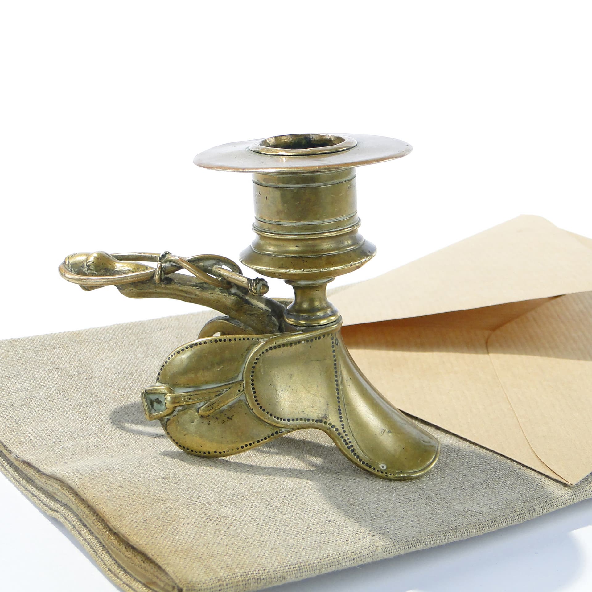 Secesyjny kaganek z brązu z motywem jeździeckim 1910 - 159515