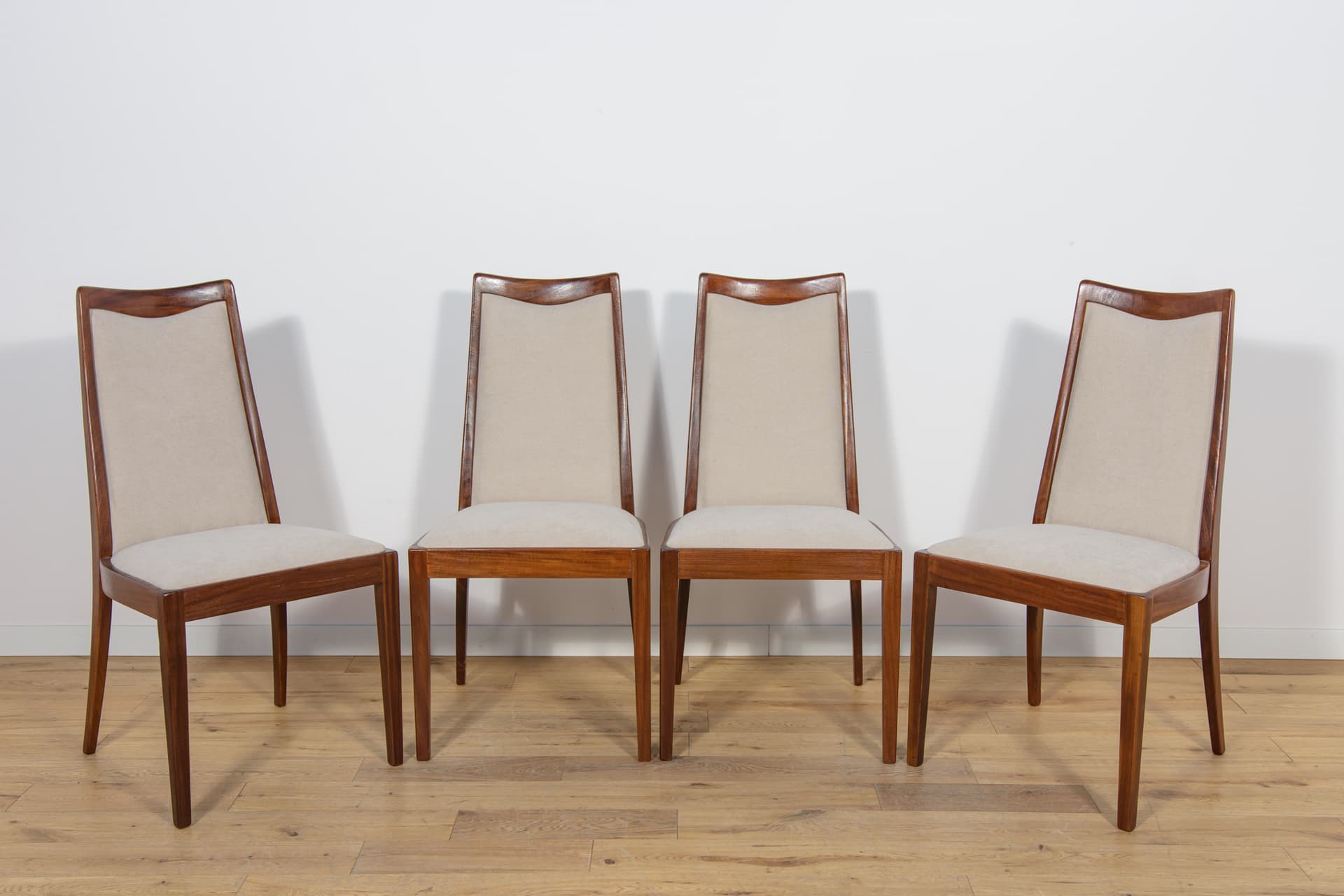 Set of four chairs, teak, ivory white, by L. Dandy, G-Plan, United Kingdom, 1960s. - 159551