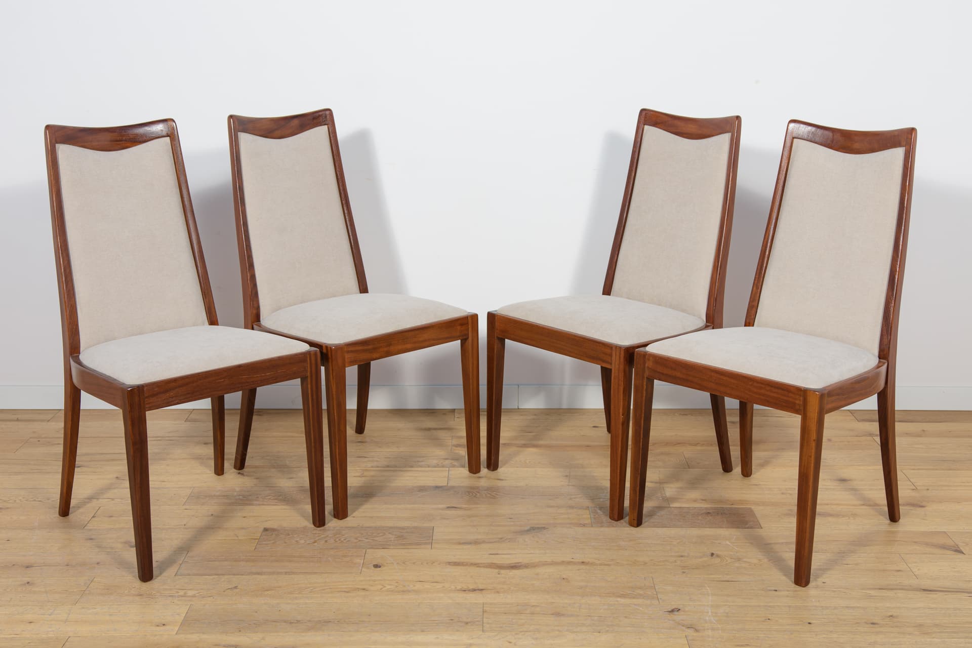 Set of four chairs, teak, ivory white, by L. Dandy, G-Plan, United Kingdom, 1960s. - 159552