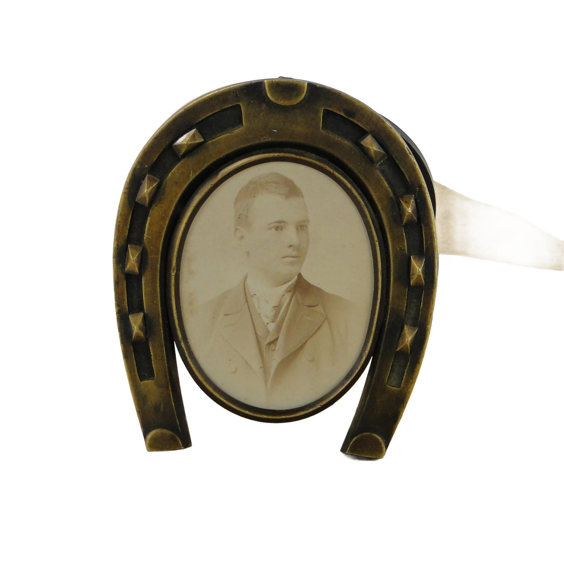 Standing picture frame Horseshoe, dark brown, bronze, Austria, early 20th c. - 170042