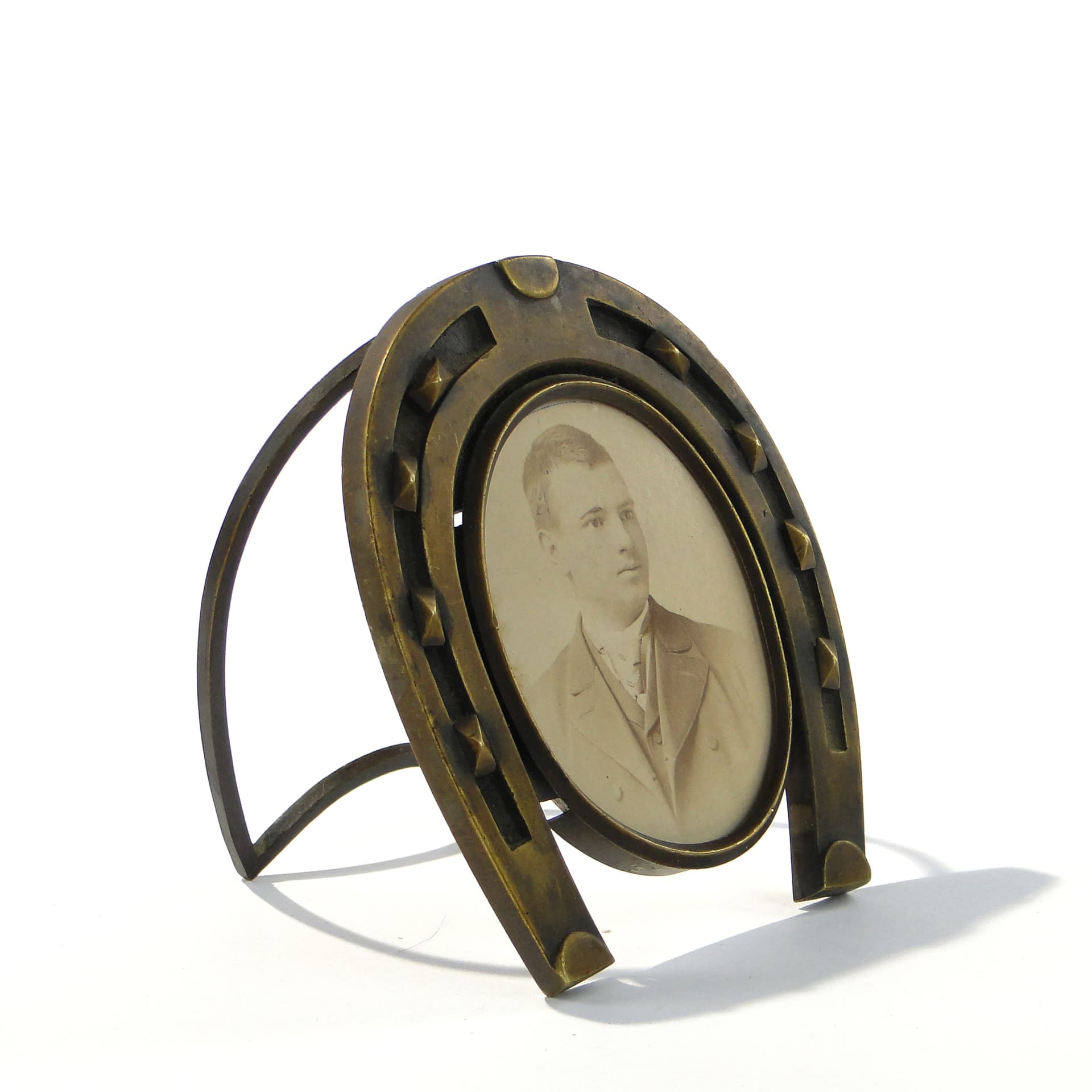Standing picture frame Horseshoe, dark brown, bronze, Austria, early 20th c. - 159608