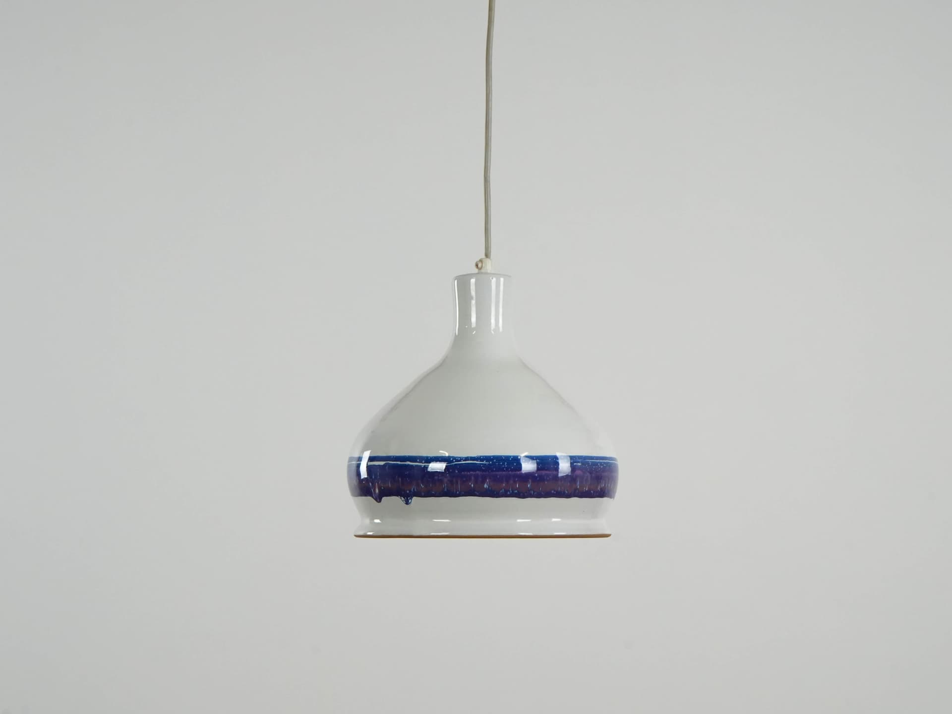 Pendant lamp, white blue ceramic, Italy, 1970s. - 159725