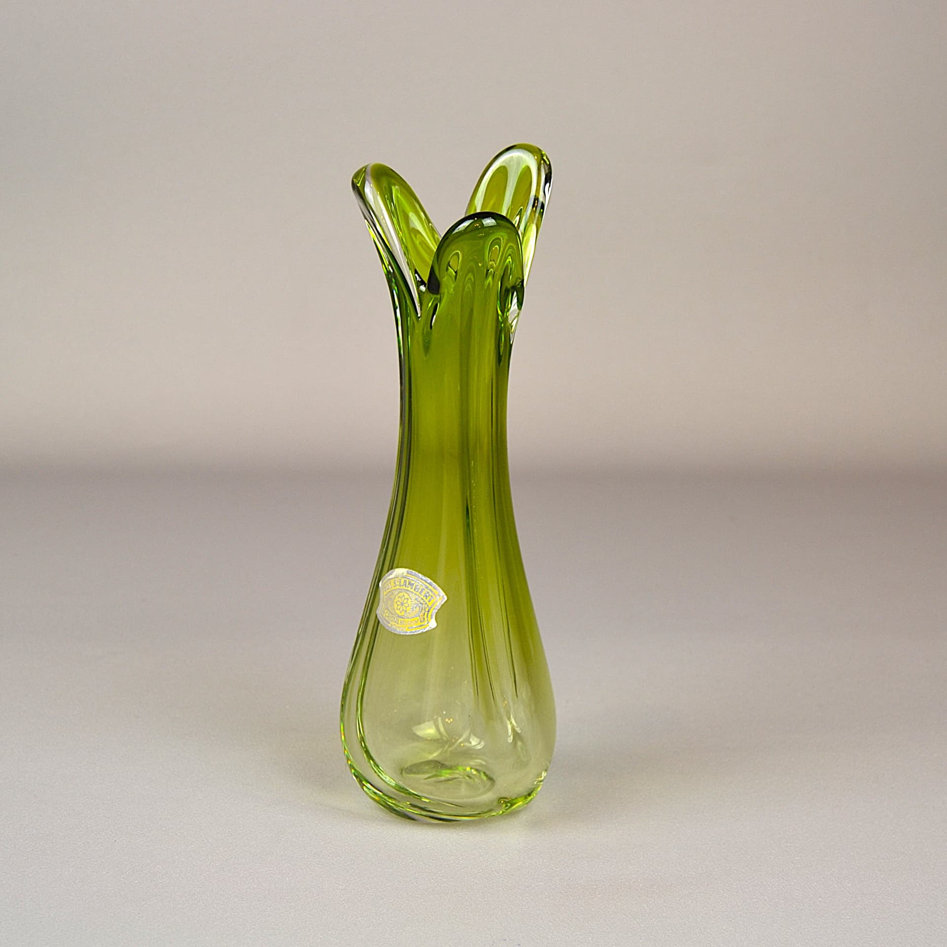 Wazon, oliwkowy, kryształ, Val St-Lambert, Belgia, lata 70. - 1194