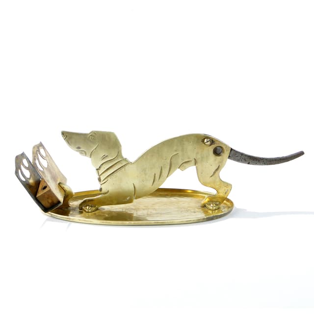 Secesyjna gilotynka do cygar z jamnikiem Kayser Niemcy ok. 1900 - WYMIARY