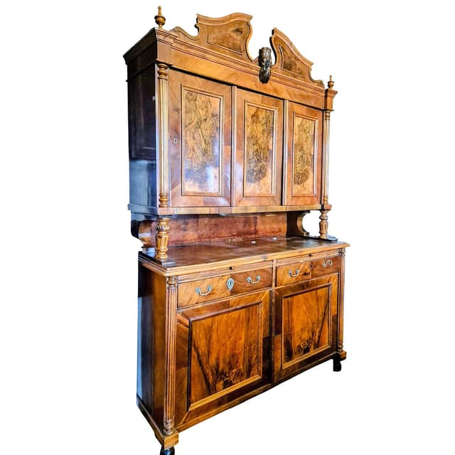 Kredens w stylu eklektycznym, okleina orzech, XIX w. - WYMIARY