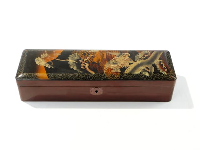 Orientalne pudełko z laki, epoka Meji, Japonia. - WYMIARY