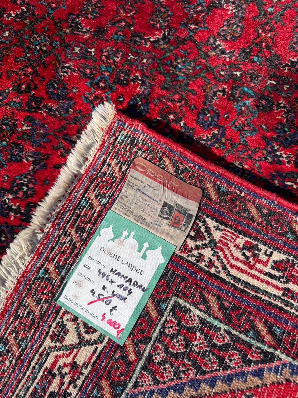 Chodnik Hamadan, czerwony, wełna, Iran, lata 90. - 160084