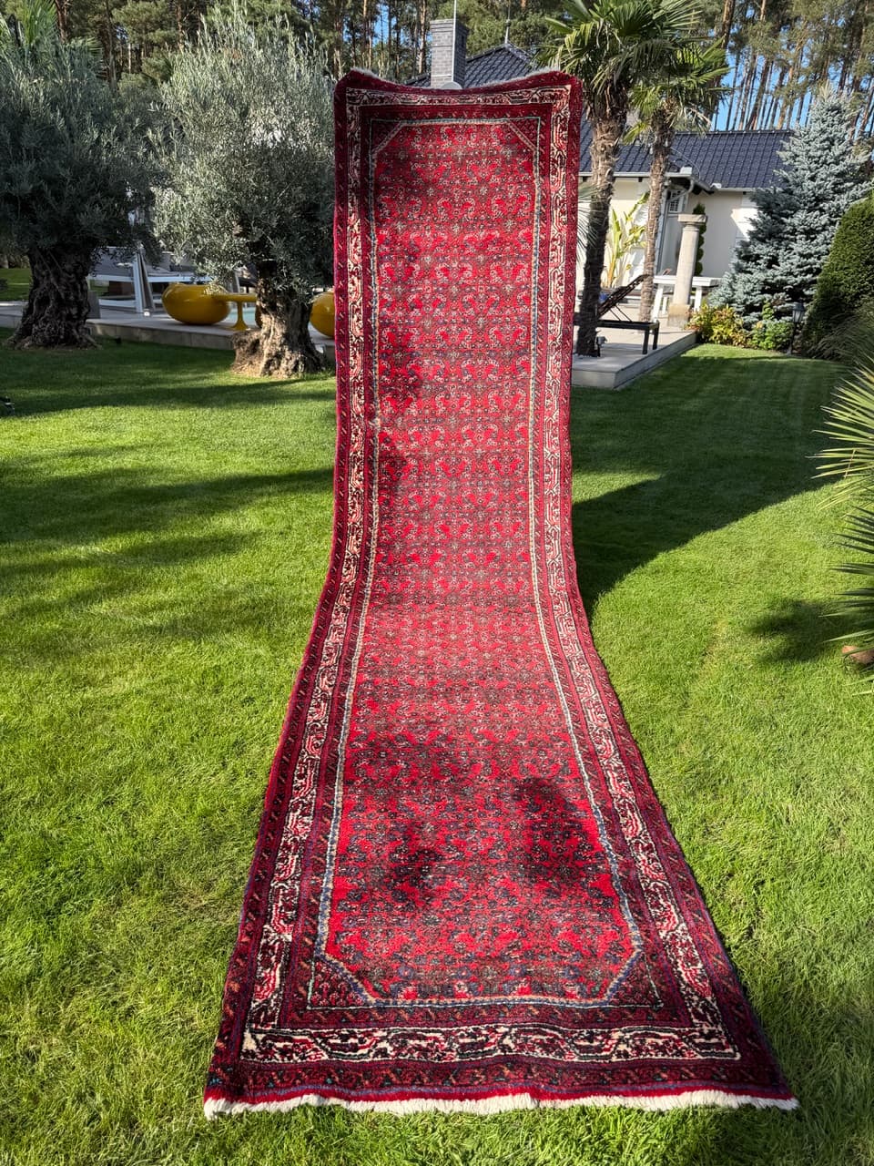 Chodnik Hamadan, czerwony, wełna, Iran, lata 90. - 160082