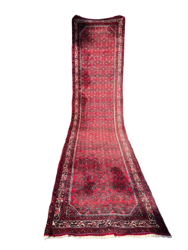 Chodnik Hamadan, czerwony, wełna, Iran, lata 90. - WYMIARY