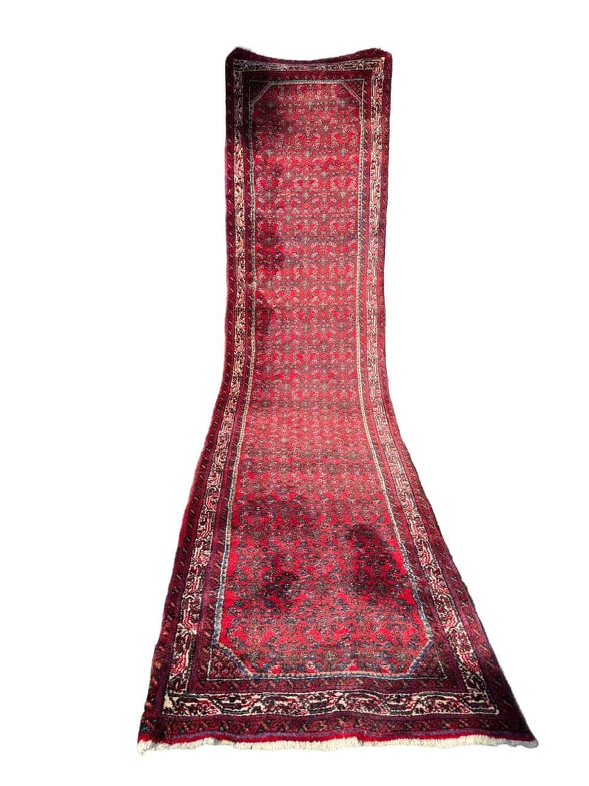 Chodnik Hamadan, czerwony, wełna, Iran, lata 90.