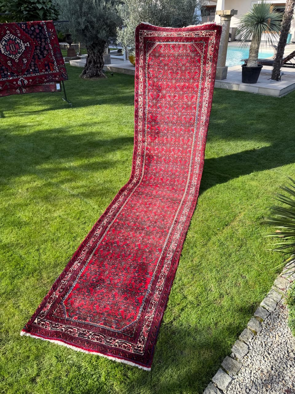 Chodnik Hamadan, czerwony, wełna, Iran, lata 90. - 160086