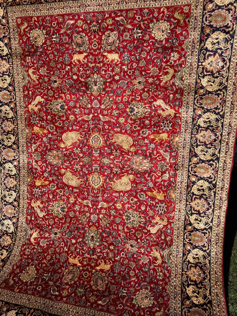 Dywan Ghoum, 280x182 cm, jedwab czerwony, Indie - 160096