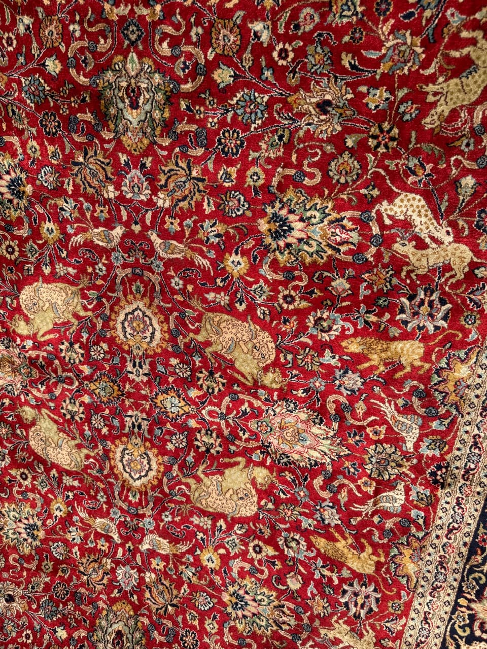 Dywan Ghoum, 280x182 cm, jedwab czerwony, Indie - 160100