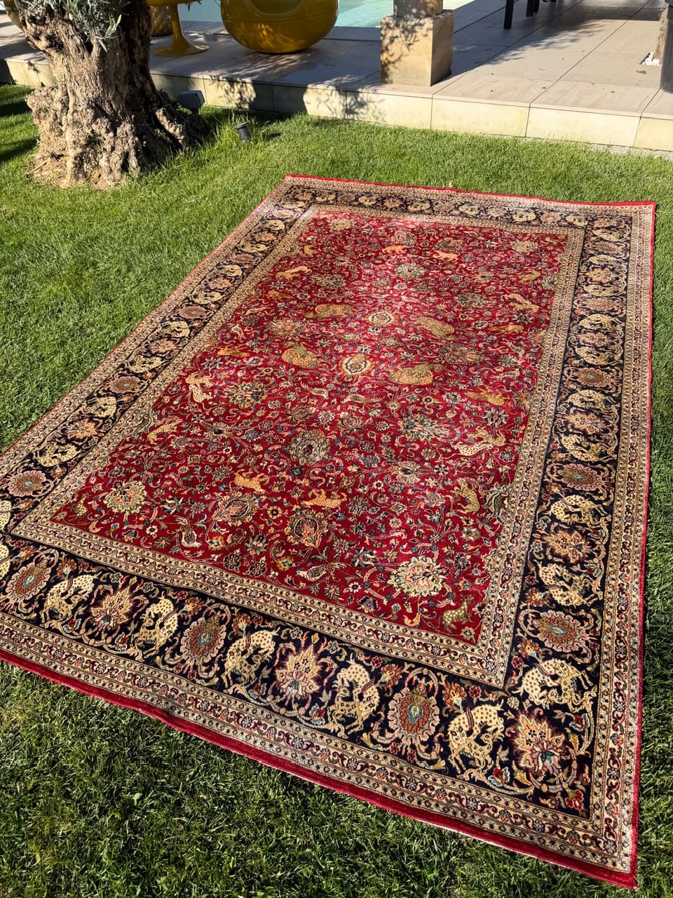 Dywan Ghoum, 280x182 cm, jedwab czerwony, Indie - 160105