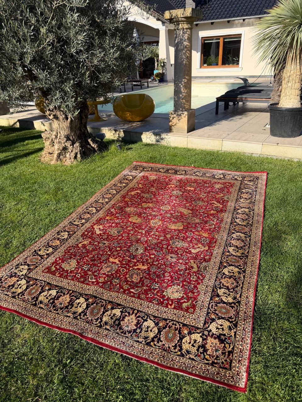 Dywan Ghoum, 280x182 cm, jedwab czerwony, Indie - 160103