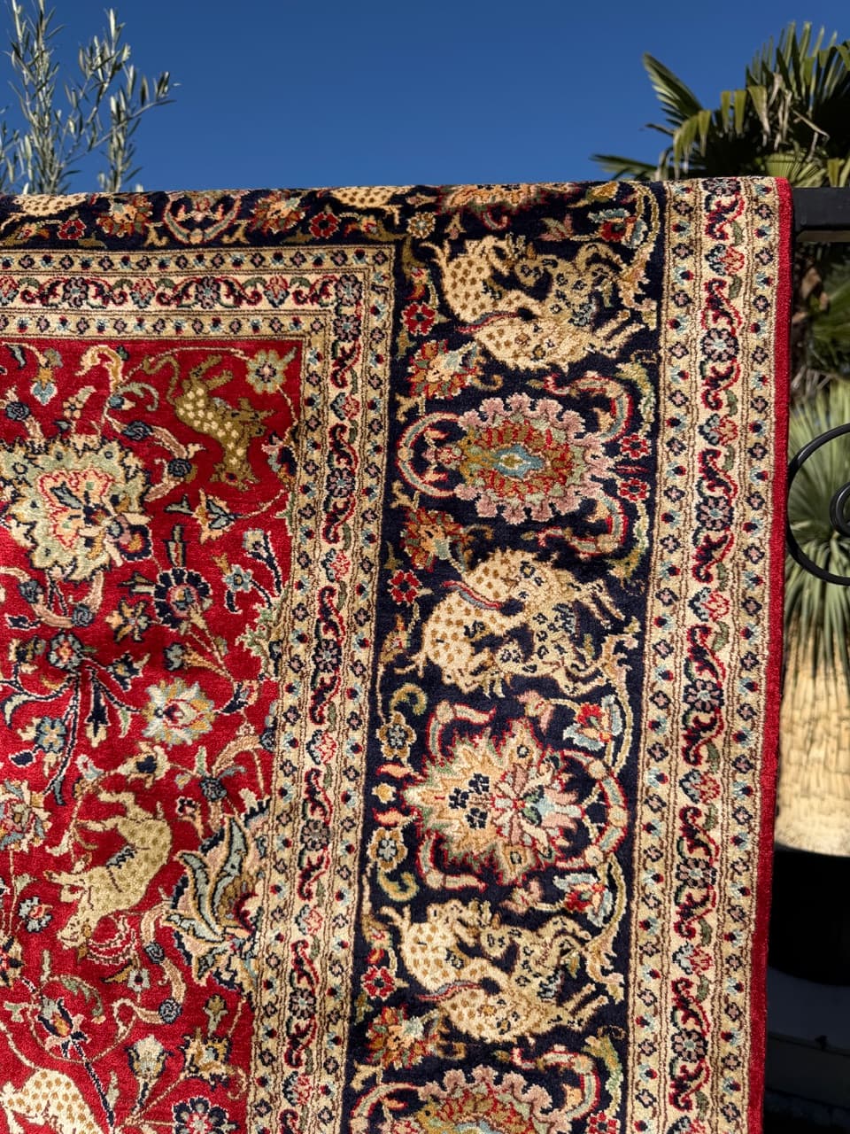 Dywan Ghoum, 280x182 cm, jedwab czerwony, Indie - 160098