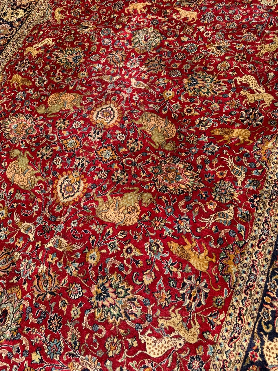 Dywan Ghoum, 280x182 cm, jedwab czerwony, Indie - 160106