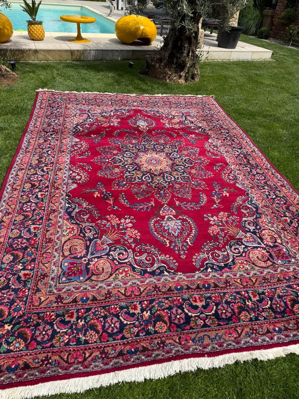 Dywan Meshed, czerwony, wełna, Iran, lata 80. - 160121