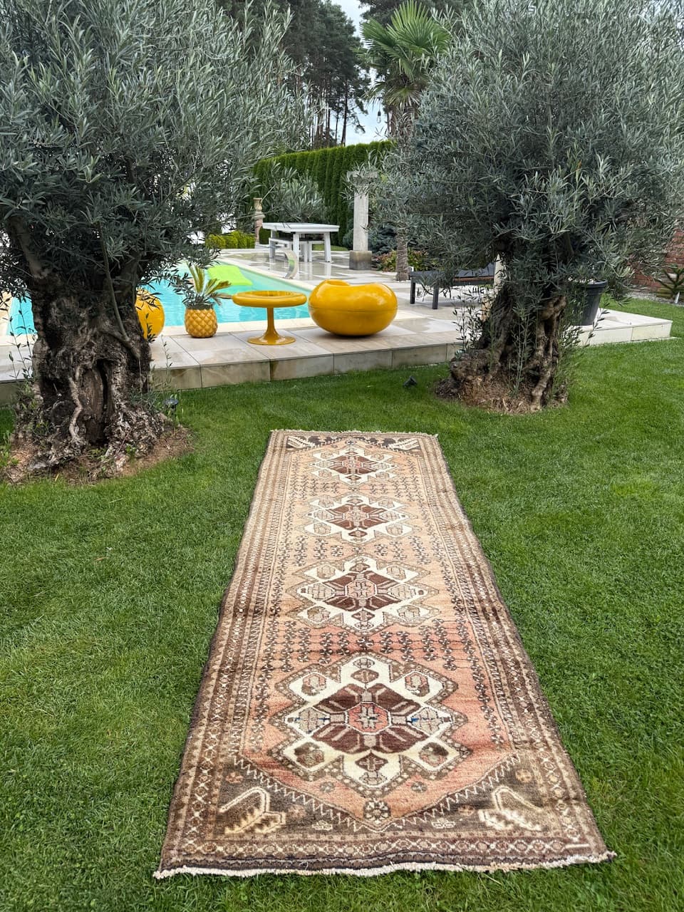 Chodnik Hamadan, brązowy, wełna, Iran, lata 90. - 160159