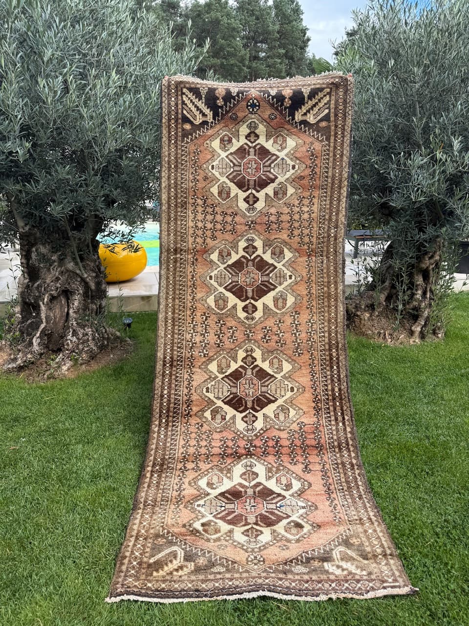 Chodnik Hamadan, brązowy, wełna, Iran, lata 90. - 160150