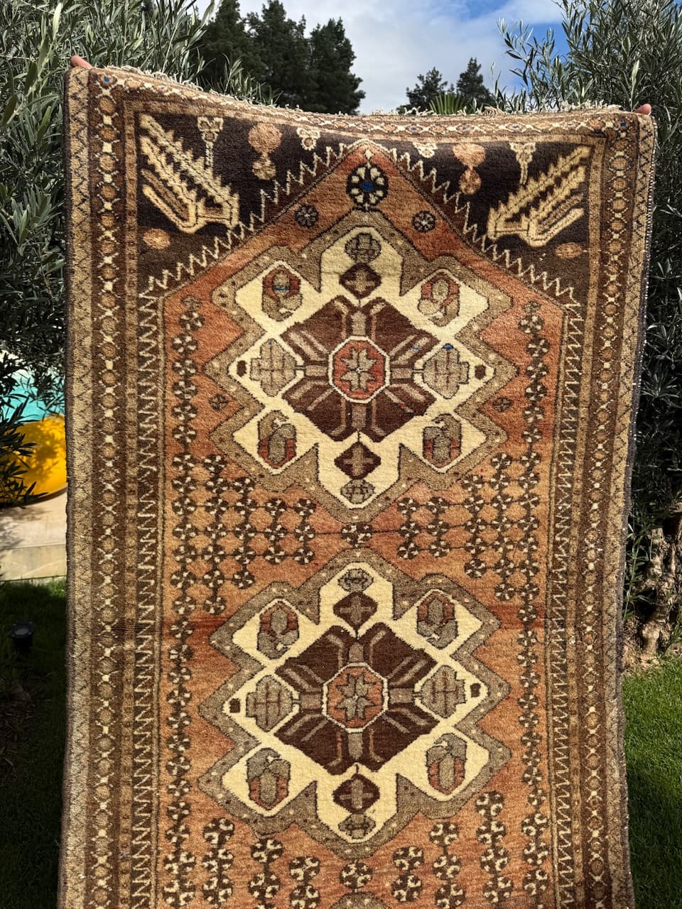 Chodnik Hamadan, brązowy, wełna, Iran, lata 90. - 160156