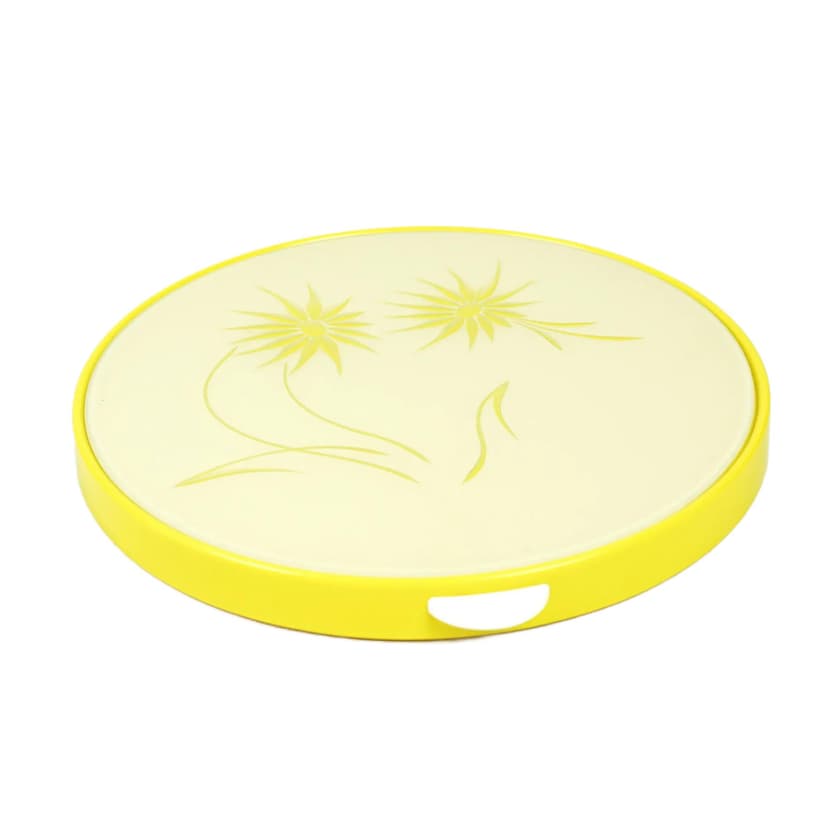 Taca obrotowa, żółty, szkło, plastik, Niemcy, lata 60.