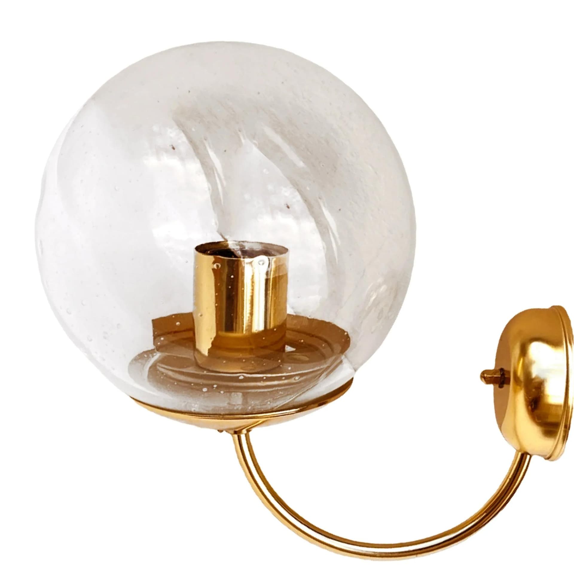 Wall sconce Hollywood Regency, transparent glass, golden brass, Kamenický Šenov, Czechoslovakia, 1970s. - 160166