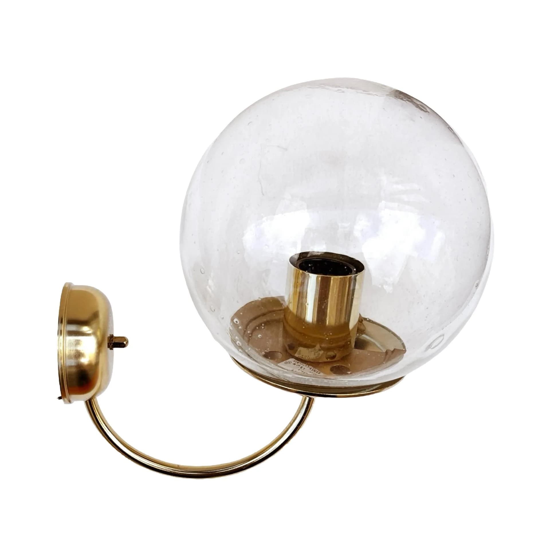 Wall sconce Hollywood Regency, transparent glass, golden brass, Kamenický Šenov, Czechoslovakia, 1970s. - 160171