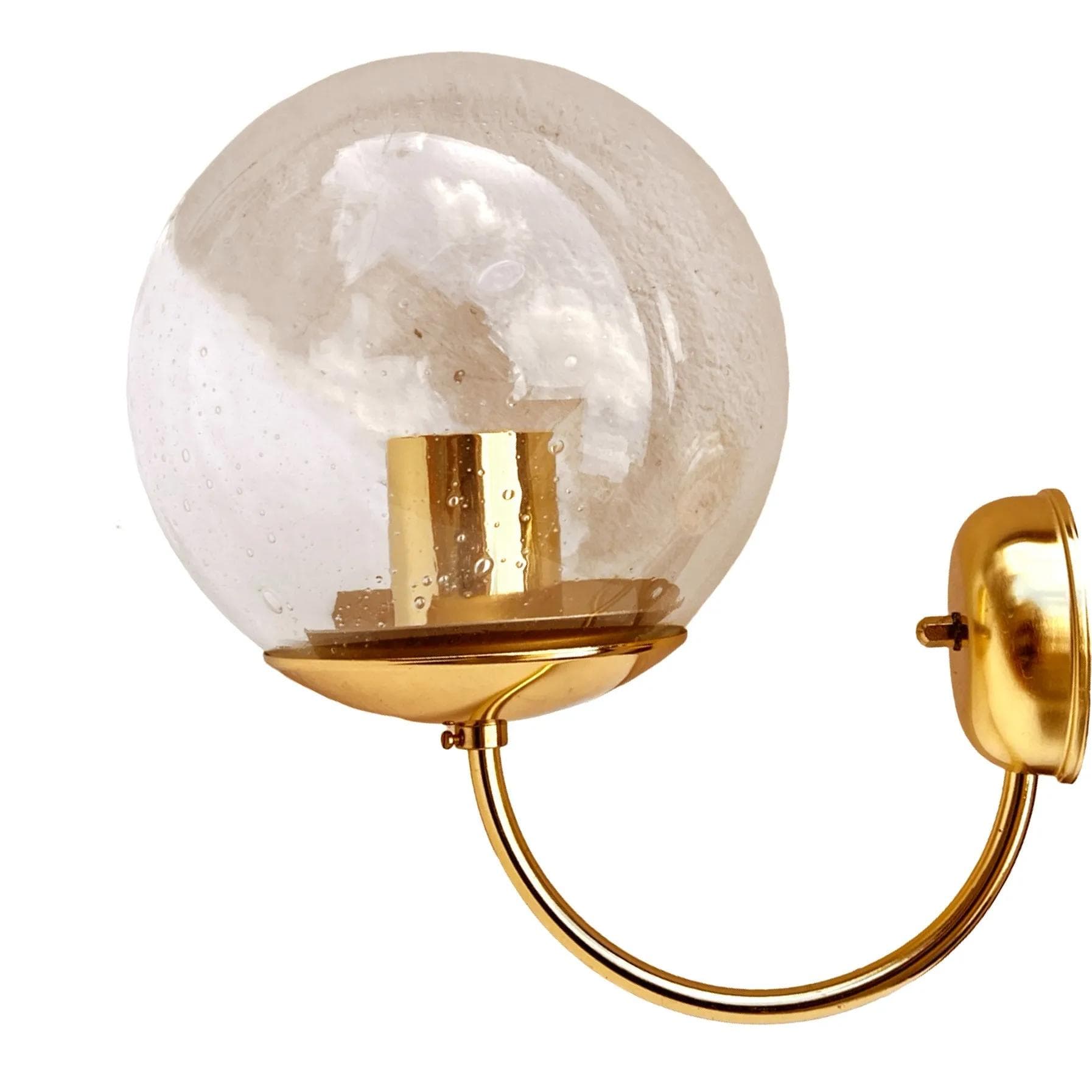 Wall sconce Hollywood Regency, transparent glass, golden brass, Kamenický Šenov, Czechoslovakia, 1970s. - 160168