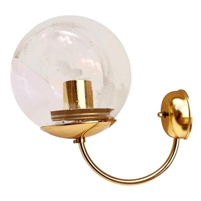 Wall sconce Hollywood Regency, transparent glass, golden brass, Kamenický Šenov, Czechoslovakia, 1970s. - DIMENSION
