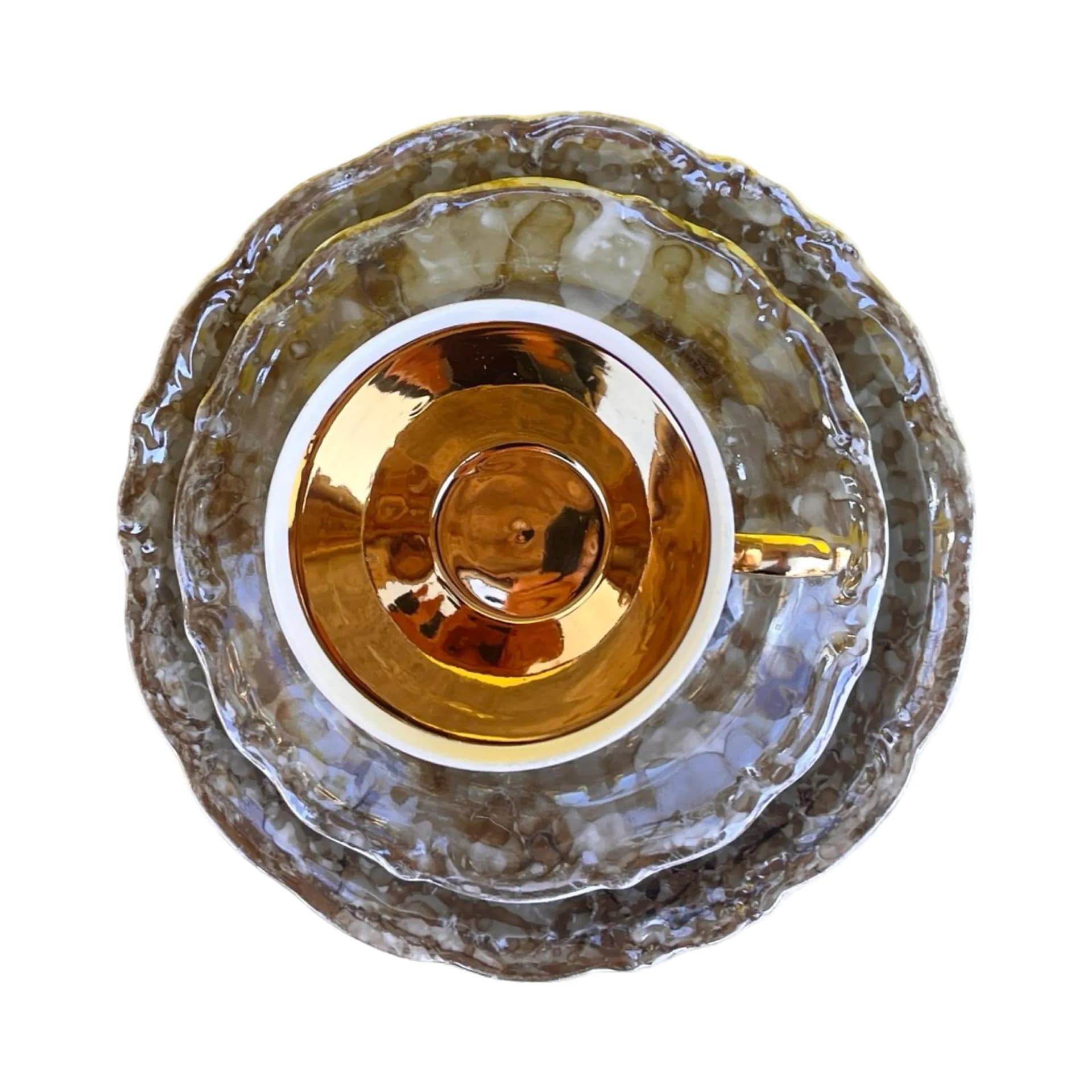 Zestaw śniadaniowy marmurkowy szary, porcelana, Wawel, Polska, lata 70. - 160195