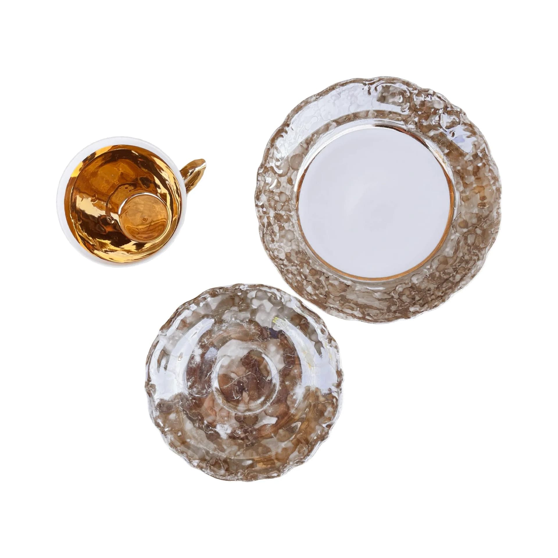 Zestaw śniadaniowy marmurkowy szary, porcelana, Wawel, Polska, lata 70. - 160200