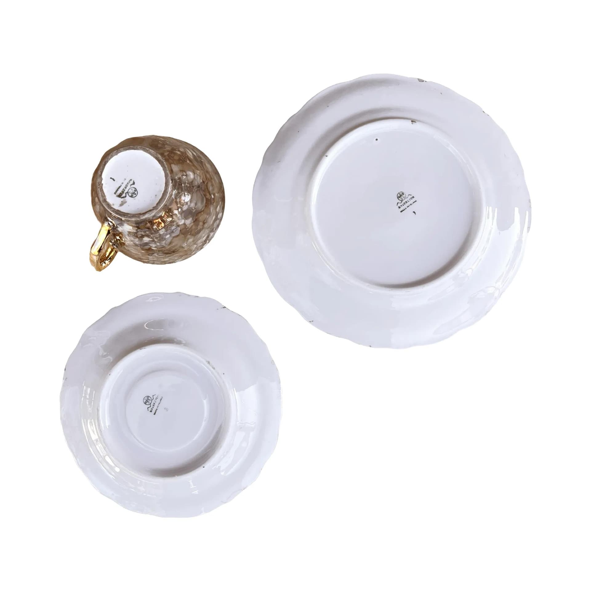 Zestaw śniadaniowy marmurkowy szary, porcelana, Wawel, Polska, lata 70. - 160199