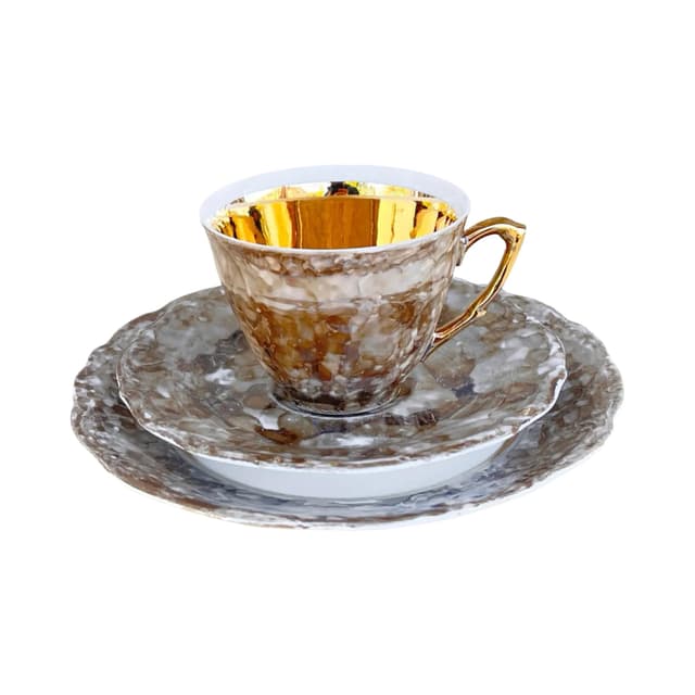 Zestaw śniadaniowy marmurkowy szary, porcelana, Wawel, Polska, lata 70. - WYMIARY