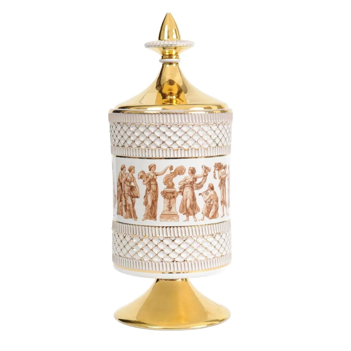 Container Fiorentine, Neoclassical, ivory white, faience, Ceramiche Fiorentine, Italy, 1950s.