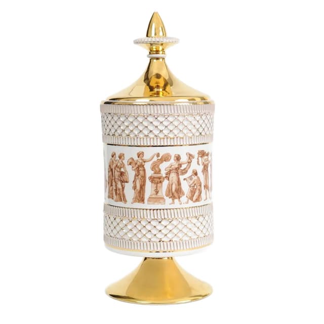 Container Fiorentine, Neoclassical, ivory white, faience, Ceramiche Fiorentine, Italy, 1950s. - DIMENSION