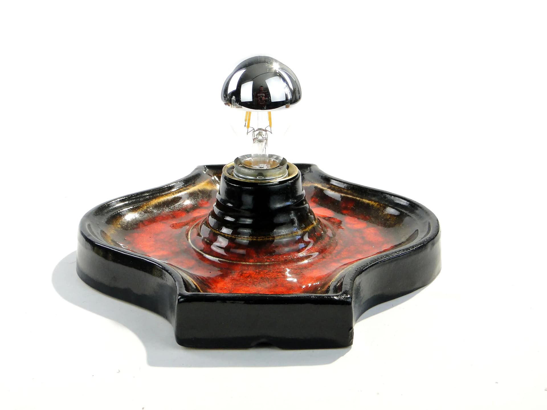 Kinkiet Space Age, czerwony, ceramika, Scheurich, Niemcy, lata 70. - 160249