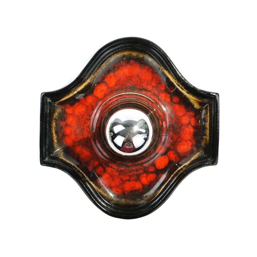 Kinkiet Space Age, czerwony, ceramika, Scheurich, Niemcy, lata 70.