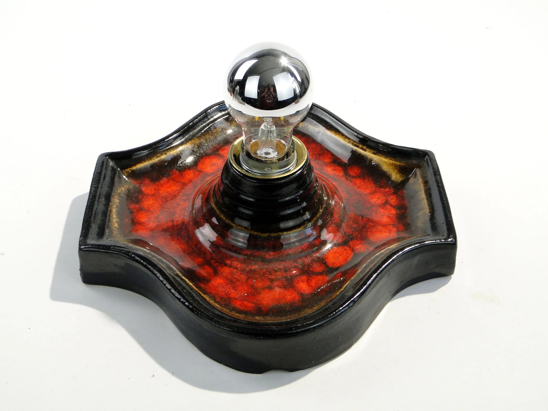 Kinkiet Space Age, czerwony, ceramika, Scheurich, Niemcy, lata 70. - 160248