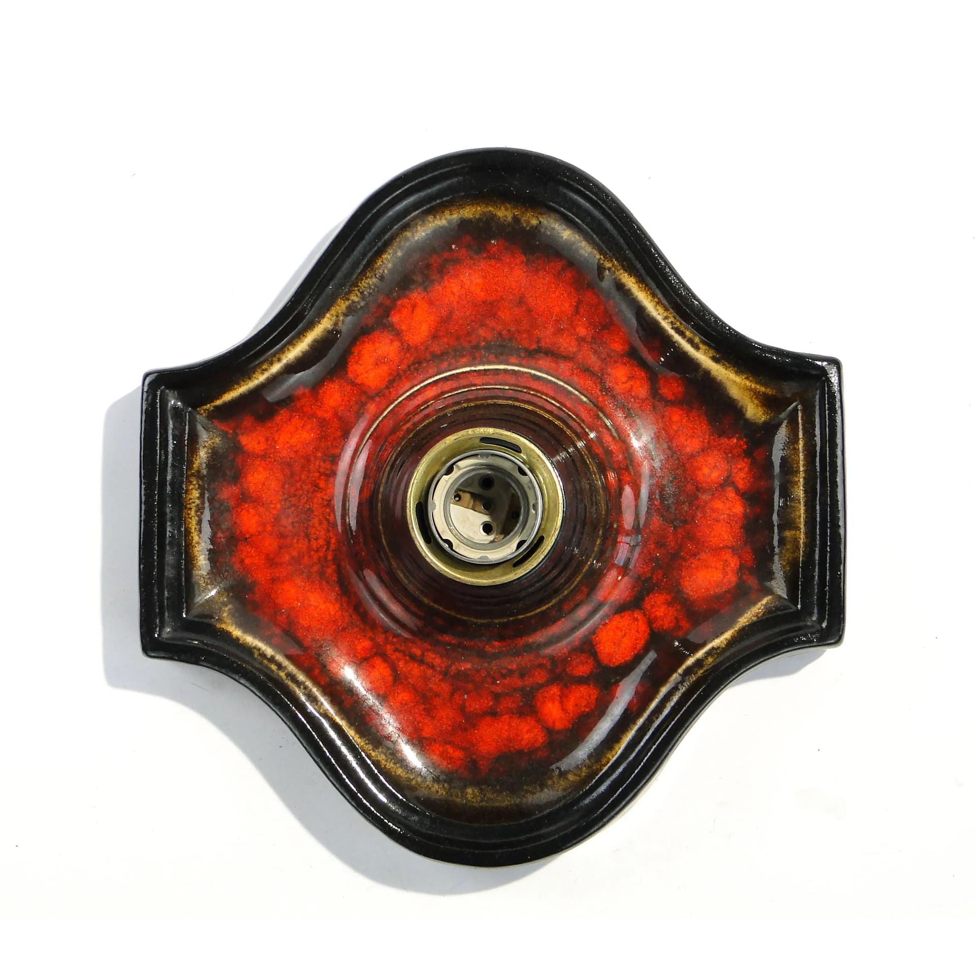 Kinkiet Space Age, czerwony, ceramika, Scheurich, Niemcy, lata 70. - 160251