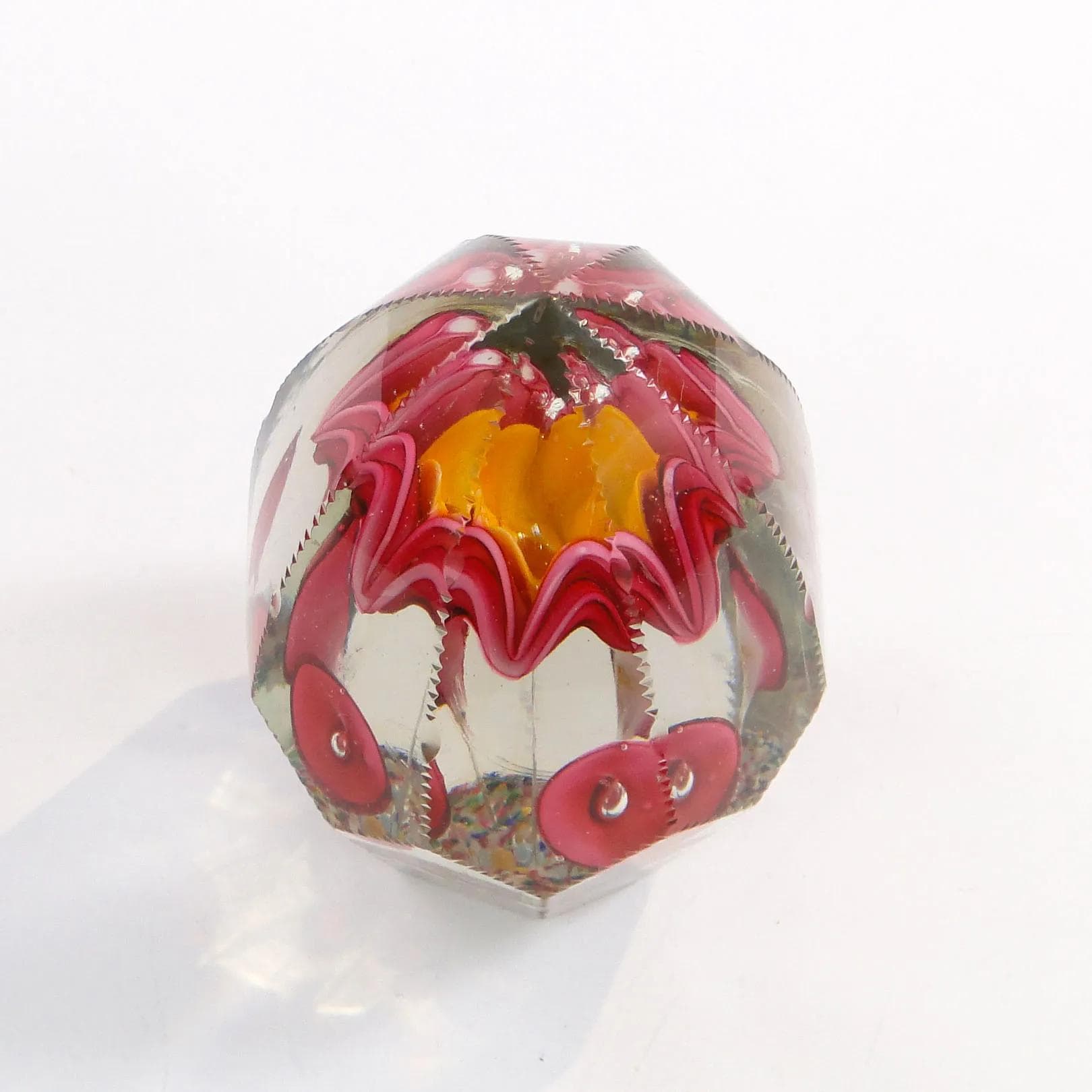 Przycisk do papieru secesyjny, szkło kryształowe transparent, Austro-Węgry, początek XX w. - 10234