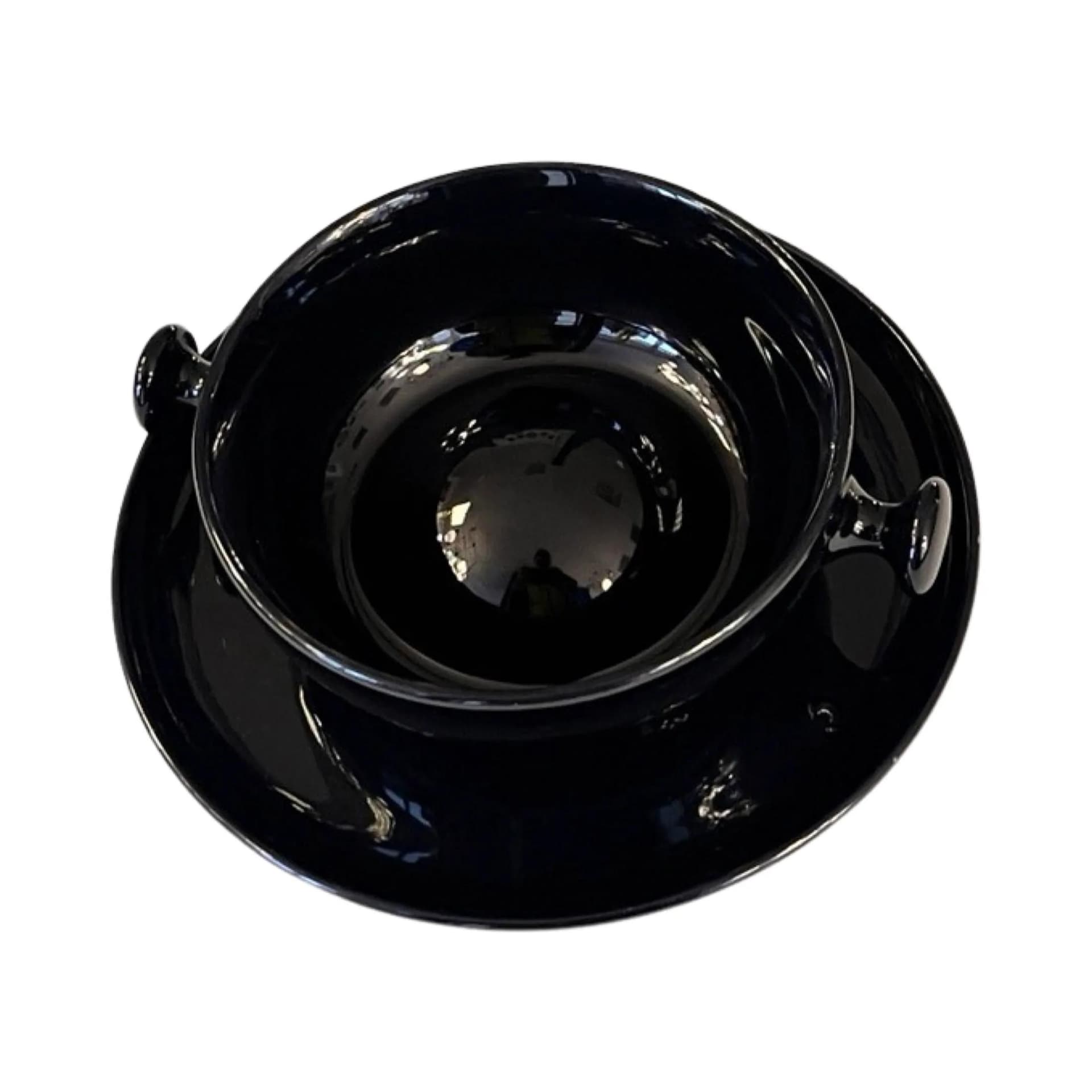 Filiżanka ze spodkiem Zen, ceramika czarna, proj. L. Colani, Friesland Ceracron, Niemcy, lata 70. - 160853