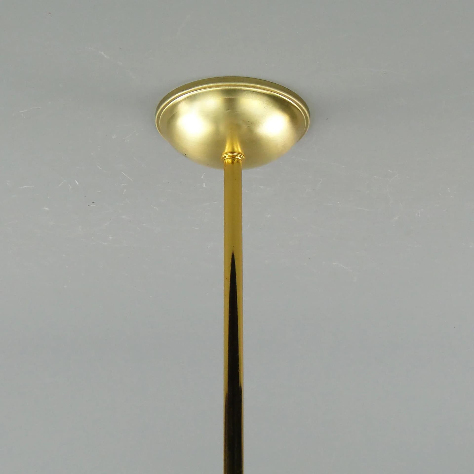 Pendant Lamp Art Deco, golden brass, frosted glass, Poland, 1920s. - 160803