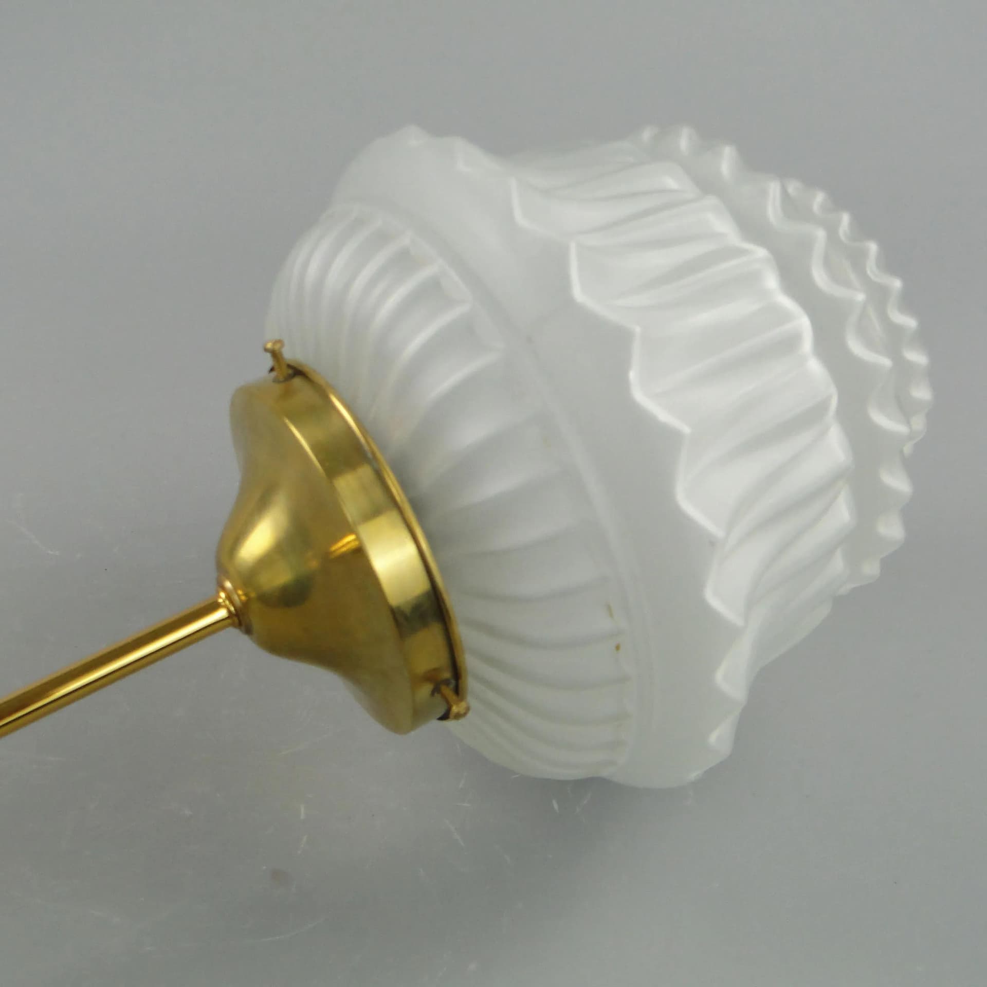 Pendant Lamp Art Deco, golden brass, frosted glass, Poland, 1920s. - 160805