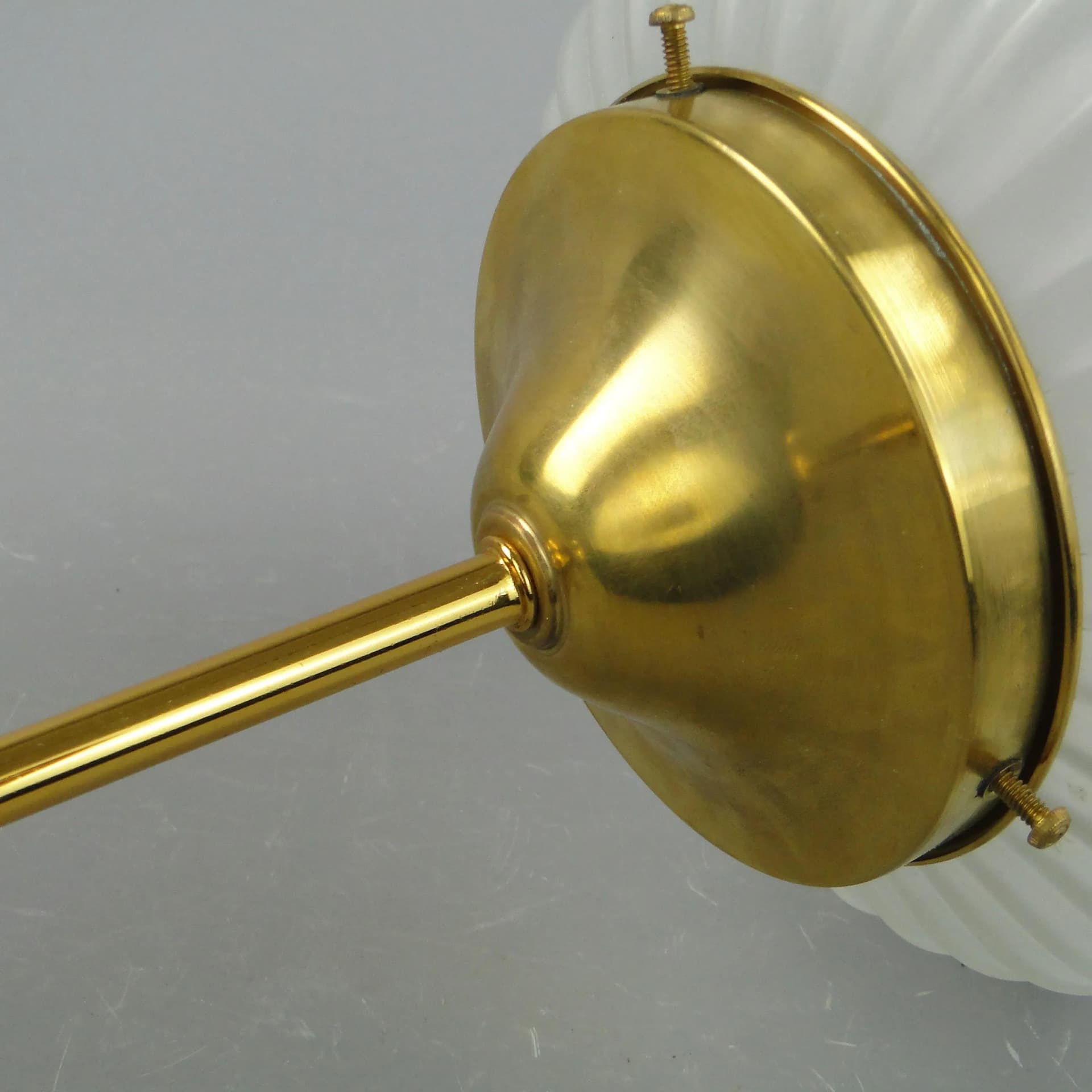 Pendant Lamp Art Deco, golden brass, frosted glass, Poland, 1920s. - 160806