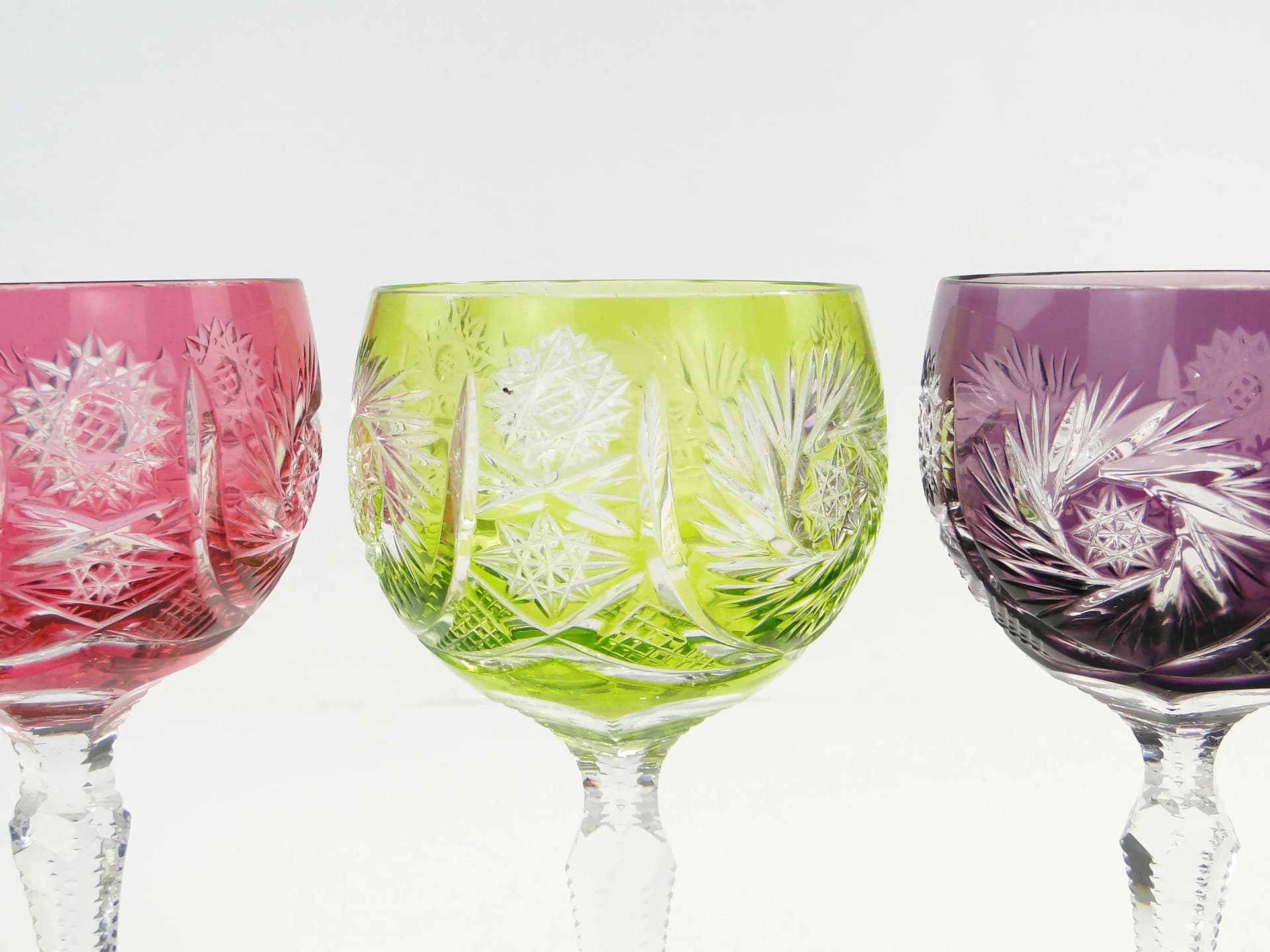Set of white wine glasses, multicolor, crystal, Germany, 1960s. - 160793