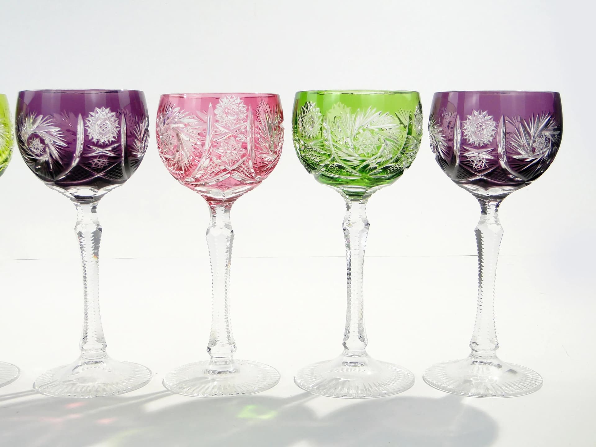 Set of white wine glasses, multicolor, crystal, Germany, 1960s. - 160792