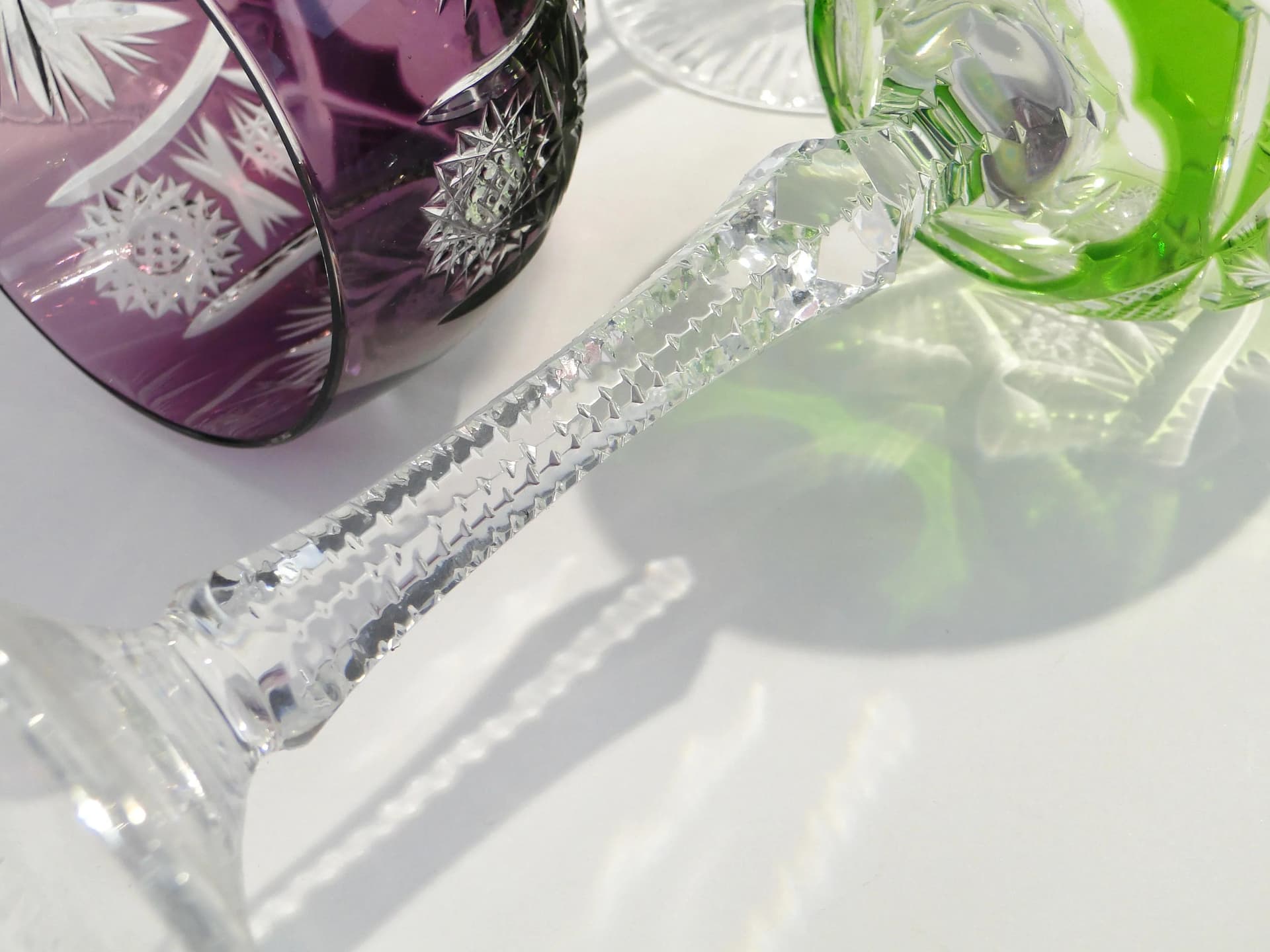 Set of white wine glasses, multicolor, crystal, Germany, 1960s. - 160797